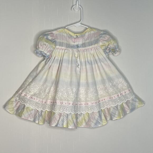 Vintage Peaches' N Cream Plaid Pastels Apron Style Dress Made in USA Size 3T - Picture 7 of 10